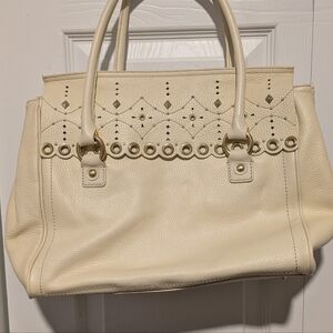 Adrienne Vittadini Cream Leather Bag